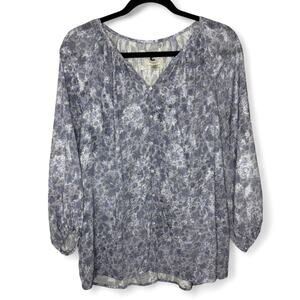 Cupio Metallic Silver Lavender Floral Blouse Top XL Boho Romantic Cottagecore‎
